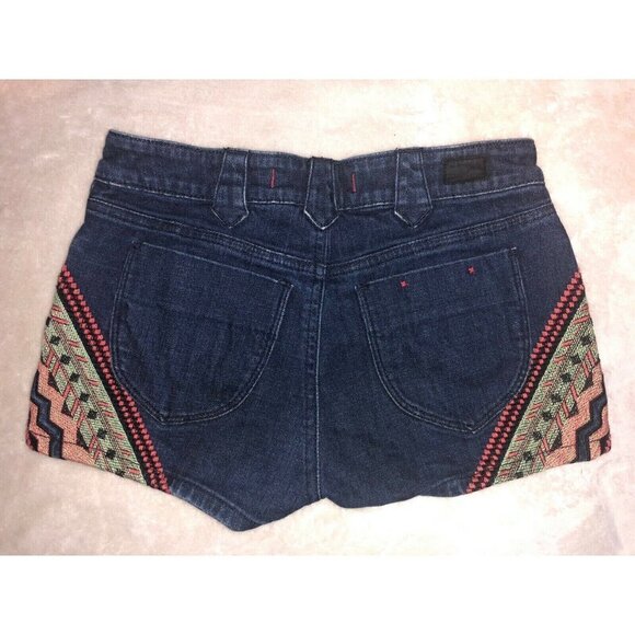 Bdg Urban Outfitters Denim Jean Embroidered High Rise Boho Shorts 27 - Picture 2 of 6